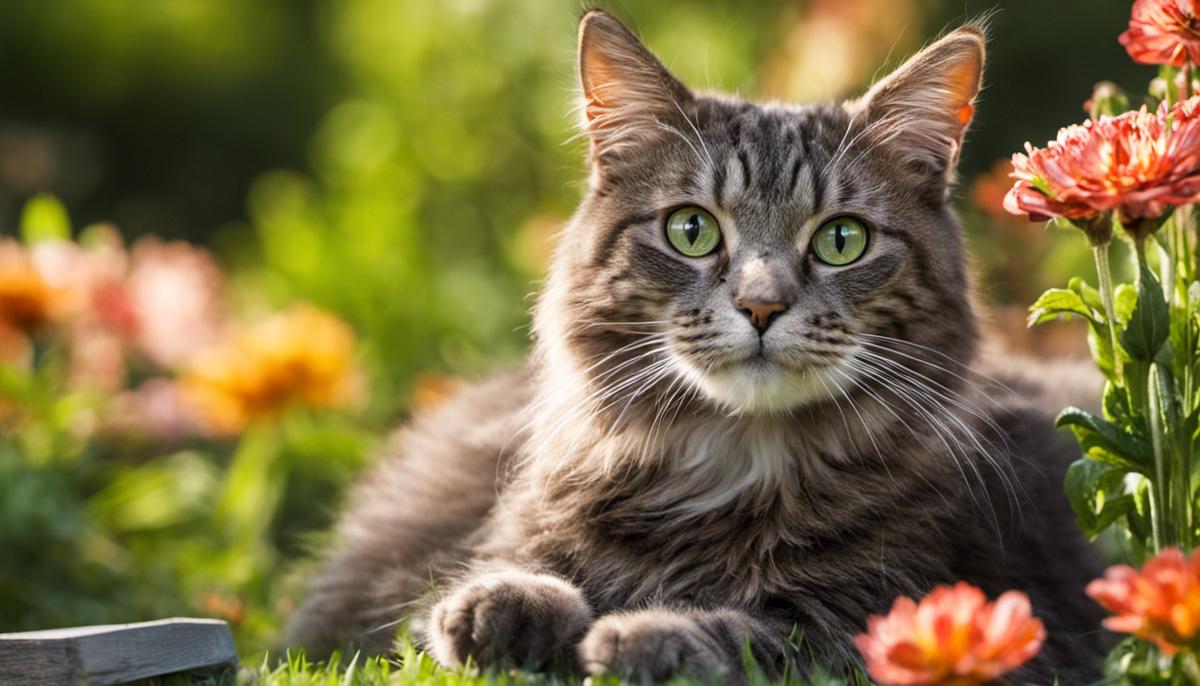 A cat exploring a garden, enjoying the benefits of outdoor living